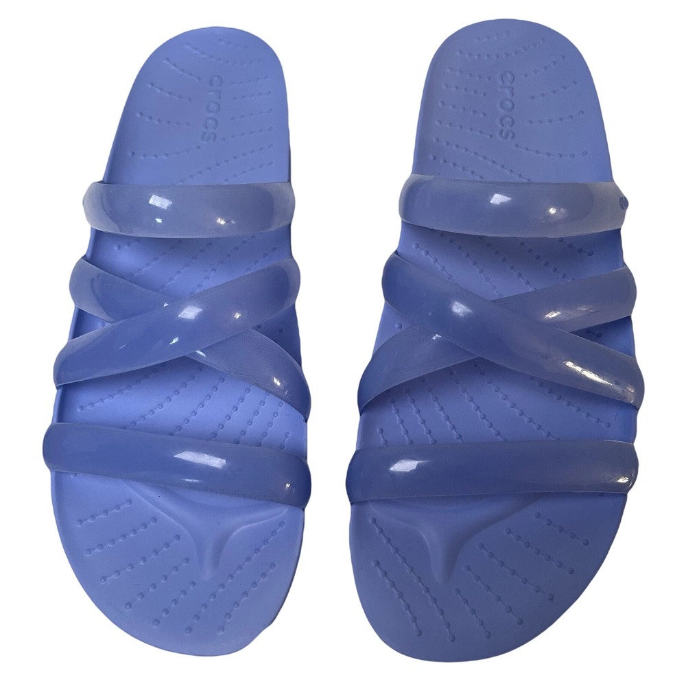 New Crocs Splash Glossy Strappy Sandal Moon Jelly Lavender Purple Women's Size 8